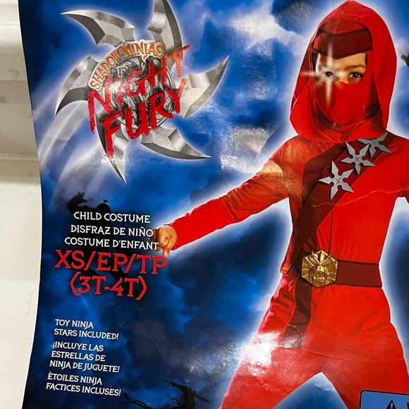 Child's Red Ninja Costume with Star Accessory - Picture 5 of 5